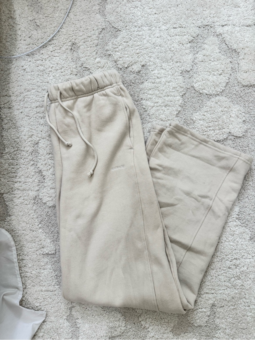 Garage Wide Leg Drawstring Pants in Beige